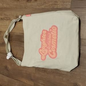 Benefit San Francisco Denim Tote Shoulder Bag Laughter is the best Cosmetic